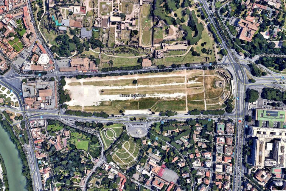 Circus Maximus w Rzymie z satelity (Google Earth)