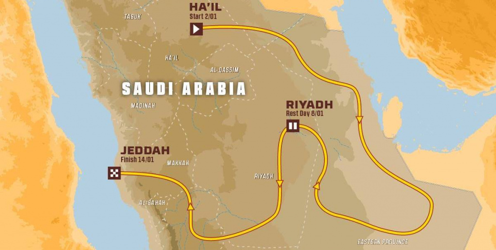 Mapa rajdu Dakar 2022