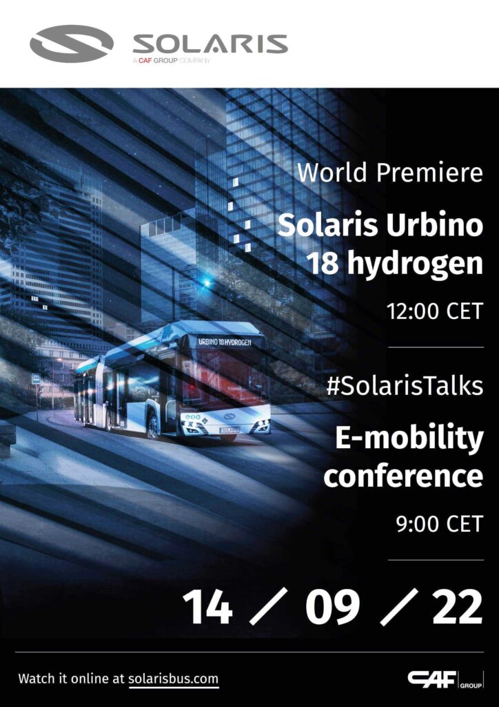 Plakat premiery Solarisa Urbino 18 hydrogen Plakat premiery Solarisa Urbino 18 hydrogen