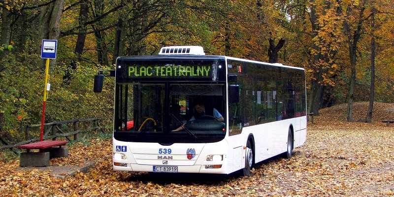 MAN NL283 Lion's City z 2006 roku należący do MZK Toruń na sezonowej pętli Barbarka w Toruniu. Fot. Sebastian Maćkiewicz (Wikimedia)